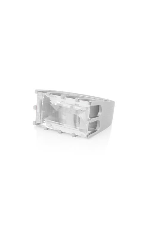 Shop Dean Davidson Baguette-cut Simulated White Topaz Castle Ring In Crystal Quartz/gold
