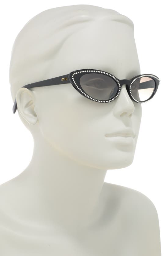 Miu Miu 53mm Cat Eye Sunglasses In Black / Grey Gradient Flash