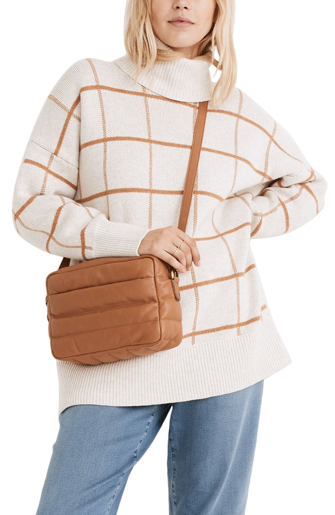 windowpane turtleneck sweater