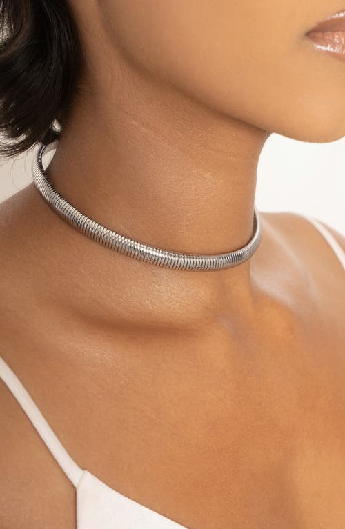 Shop Ettika Your Essential Flex Choker Necklace In Rhodium