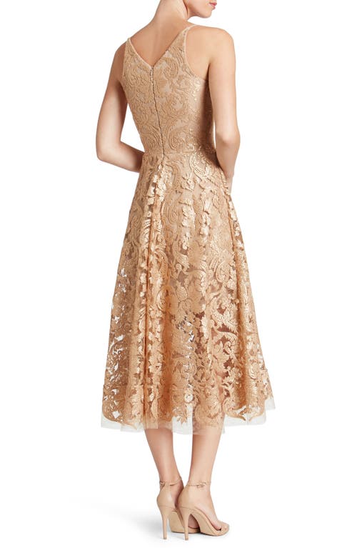 Shop Dress The Population Blair Embellished Fit & Flare Cocktail Dress In Gold/nude