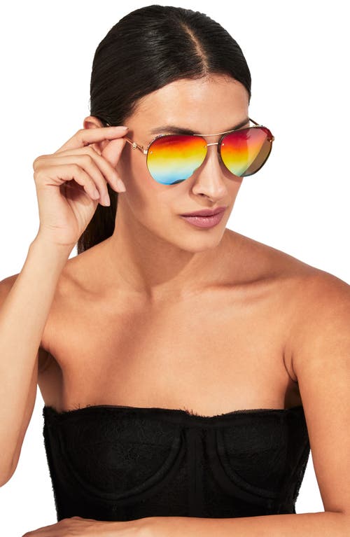 Kurt Geiger 60mm Aviator Sunglasses In Gold Black/rainbow