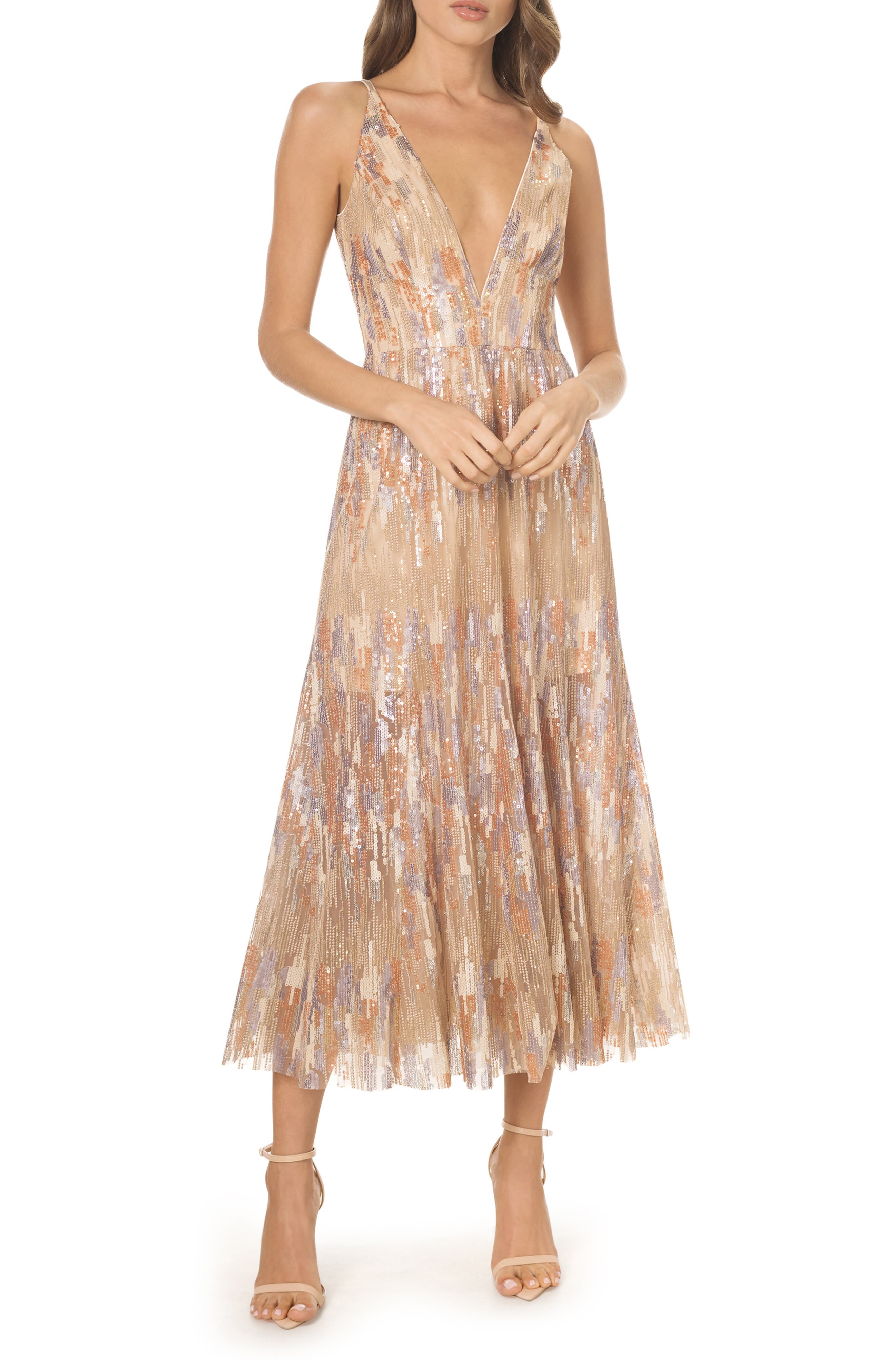 Dress the Population Sierra Sequin Plunge Neck Gown | Nordstrom