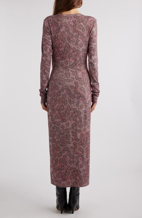 Shop Isabel Marant Étoile Lisy Abstract Print Long Sleeve Midi Dress In Antik Pink/black