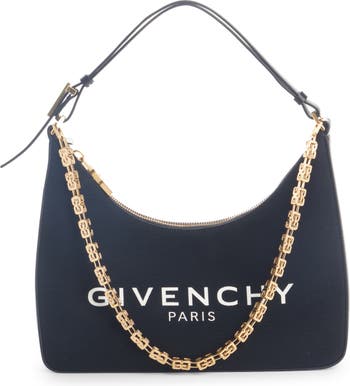 Givenchy Black Canvas and Leather Small Moon Cut Shoulder Bag