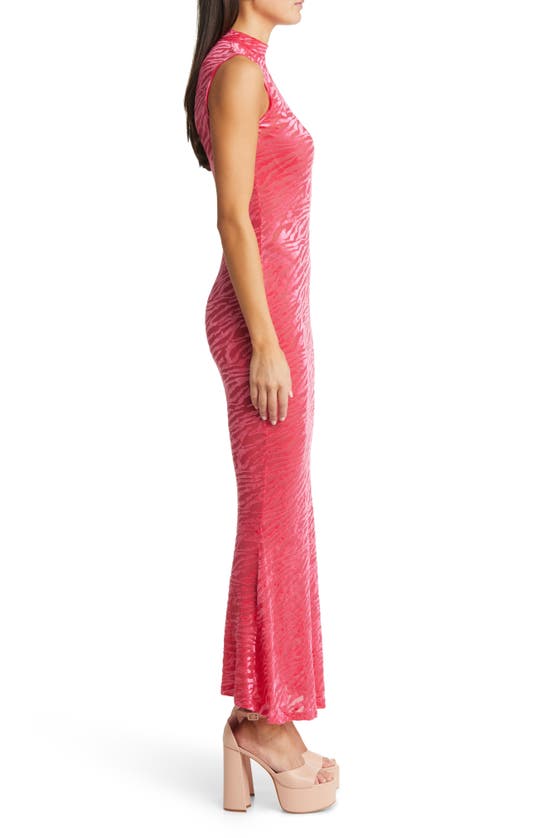 Amy Lynn High Neck Sleeveless Velvet Maxi Dress In Red
