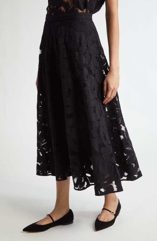 Shop Max Mara Studio Zitto Floral Lace Midi Skirt In Black