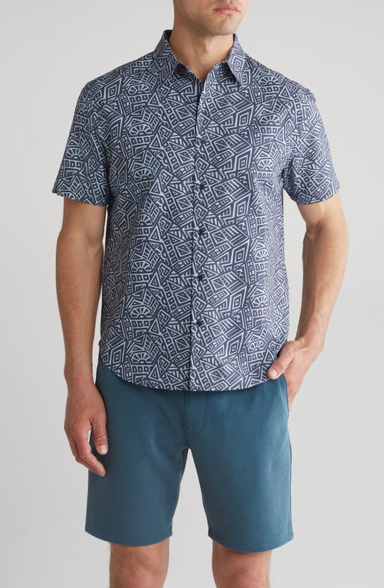 Pto Bali Short Sleeve Recycled Polyester Shirt In Navy