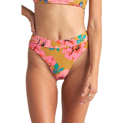 Billabong Beach Bazaar High Waist Bikini Bottoms, Yellow