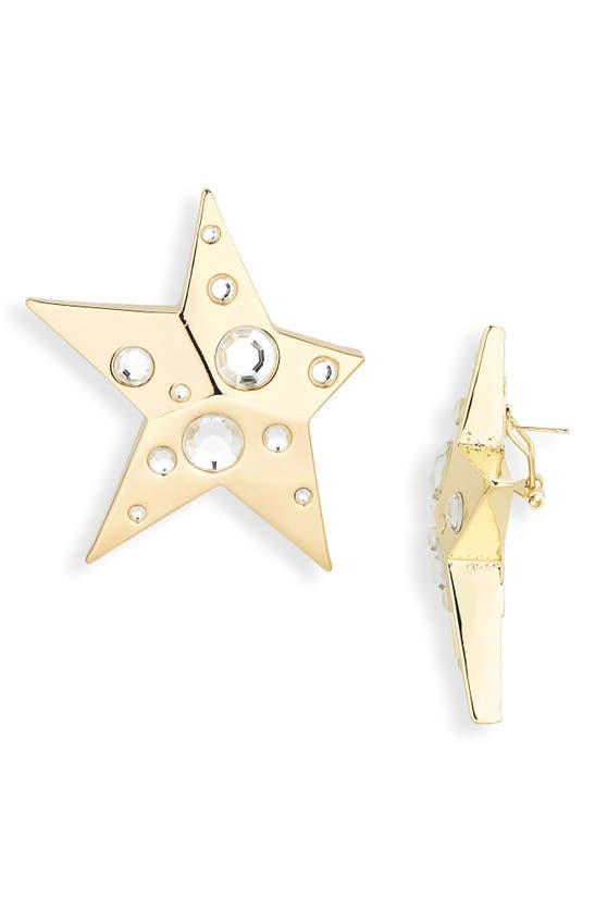Area Crystal Asymmetric Star Stud Earrings In Gold