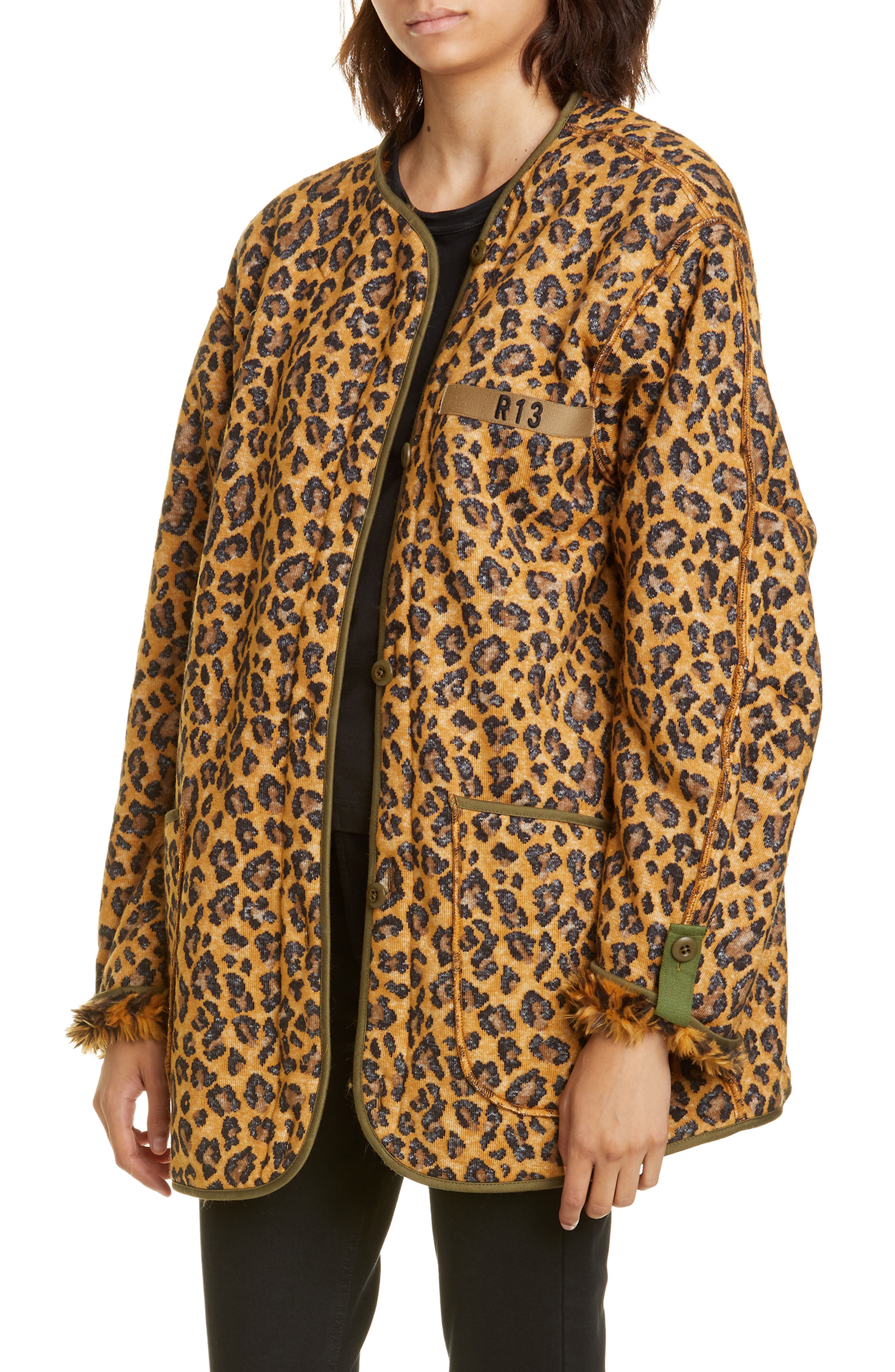 leopard print military jacket