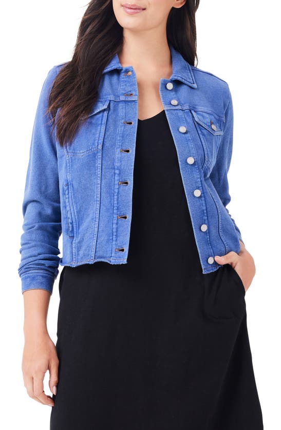 Nzt By Nic+zoe French Terry Trucker Jacket In Blue