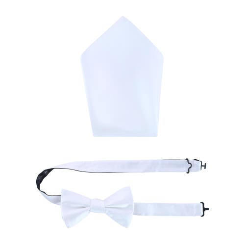 Trafalgar Sutton Solid Color Silk Bowtie And Pocket Square Combo In White