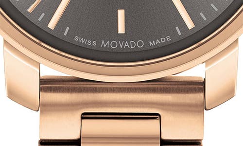 Movado Women's Bold Access Swiss Quartz Ionic Plated Carnation Gold Steel Watch 34mm In Rose Gold/gray