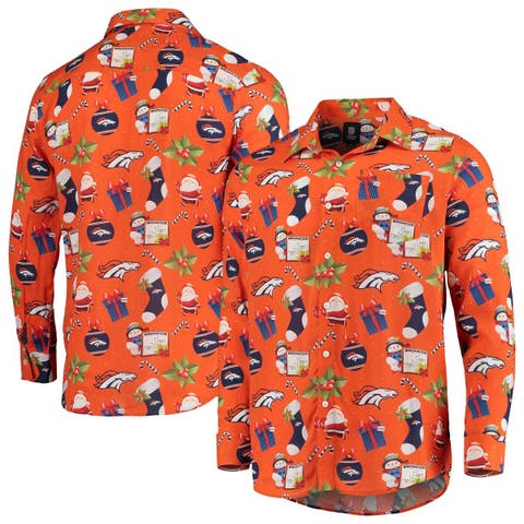 Men's FOCO Orange Denver Broncos Thematic Button-Up Shirt