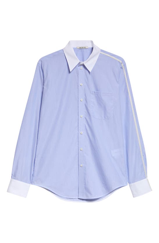 Shop Peter Do Contrast Trim Cotton Button-up Shirt In Oxford Blue