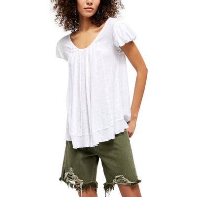 Free People New Star Distressed Stripe Top, White