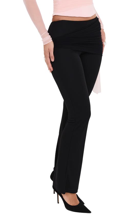 Shop Mistress Rocks Drape Panel Flare Pants In Black