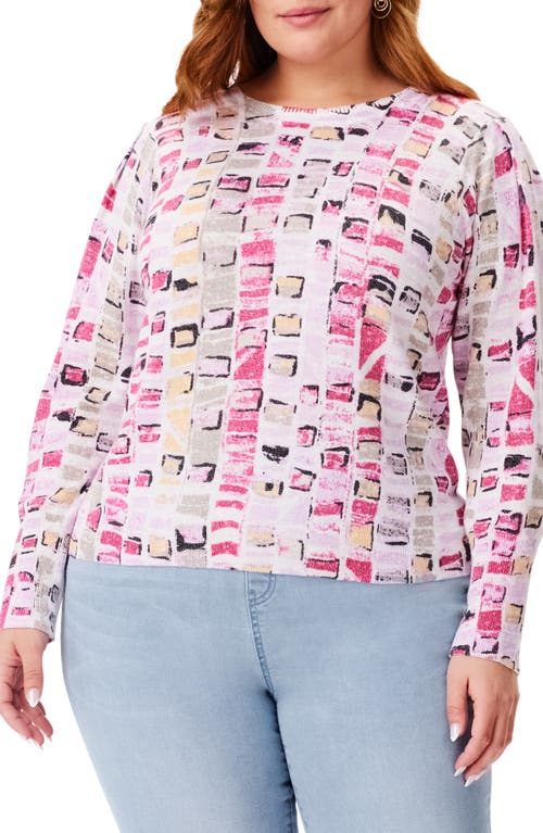 NIC+ZOE Geo Mosaic Print Sweater in Pink Multi