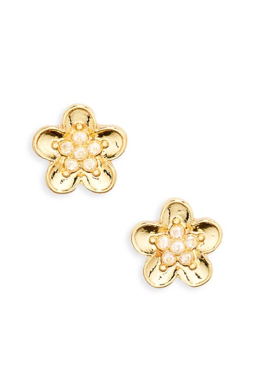 14K Gold Dipped & Cubic Zirconia Flower Stud Earrings