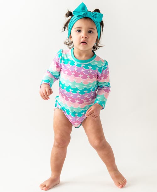 Rufflebutts Girl's Mermaid One-piece Rash Guard In Mermaid
