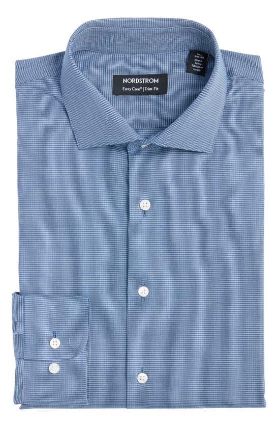 Shop Nordstrom Easy Care® Trim Fit Micropattern Dress Shirt In Navy - Blue Fino Check