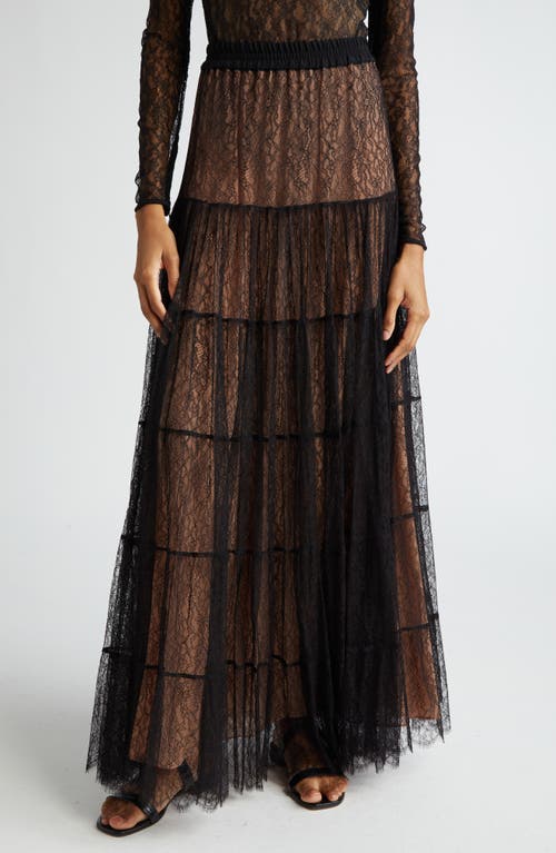 Michael Kors Collection Chantilly Lace Tiered Skirt Black at Nordstrom,