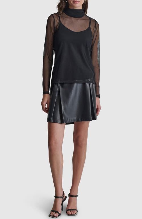 Shop Dkny Turtleneck Mesh Top In Black