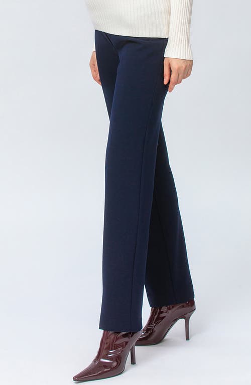 Pietro Brunelli Noah Adjustable Waist Straight Leg Maternity Pants In Navy