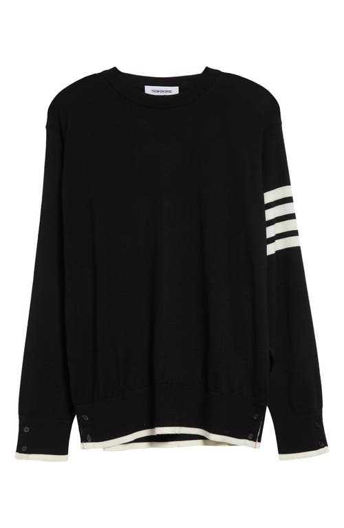 Shop Thom Browne Virgin Wool Crewneck Sweater In Black