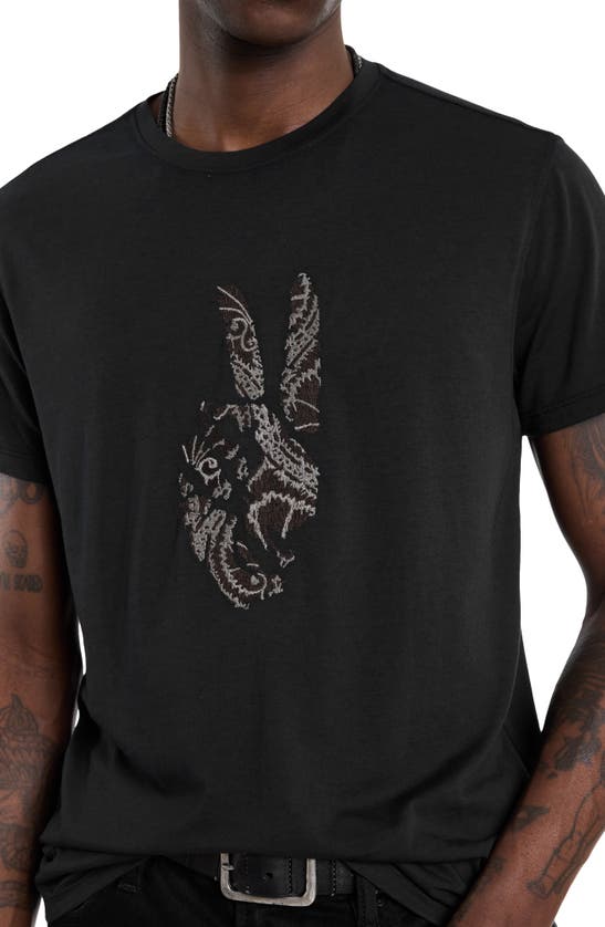 Shop John Varvatos Embroidered Peace Sign T-shirt In Black