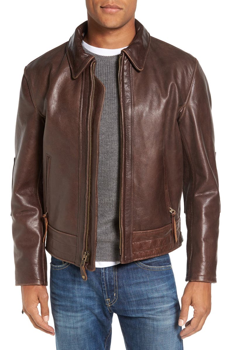Schott NYC Antique Vintage Style Leather Moto Jacket | Nordstrom