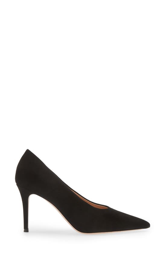 Shop Gianvito Rossi Pointed Toe Suede Pump In Nero