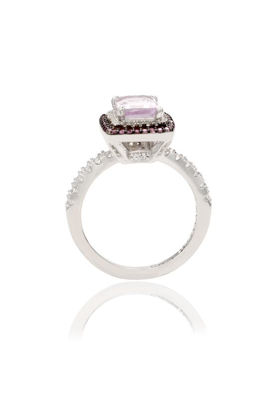 Shop Suzy Levian Sterling Silver Baguette Cut Ring In Pink