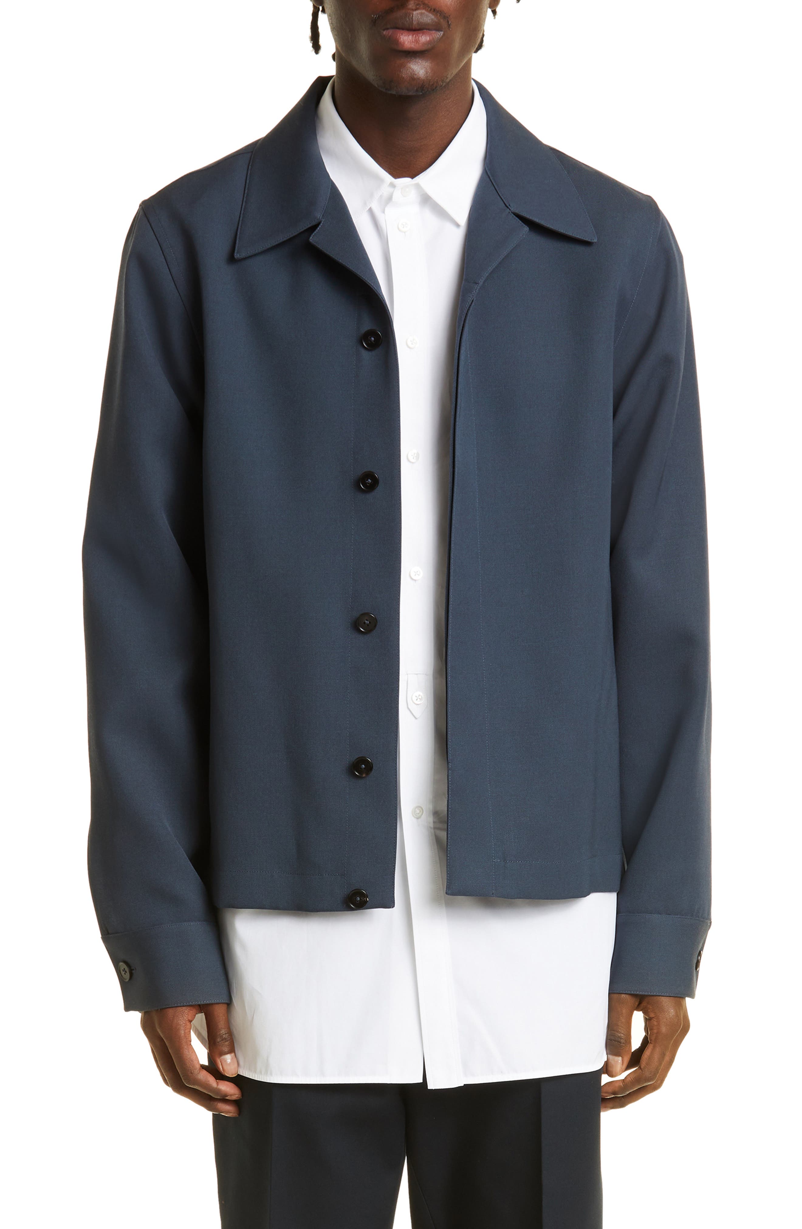 Jil Sander Cotton Parka Coat in Blue for Men Mens Clothing Coats Parka coats 