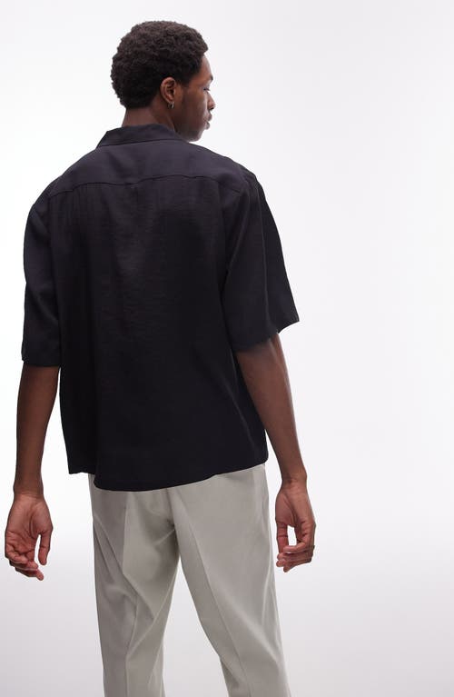 Shop Topman Relaxed Satin Camp Shirt In Black