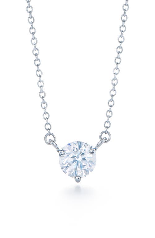 Kwiat Round Diamond Solitaire Pendant Necklace In White Silver