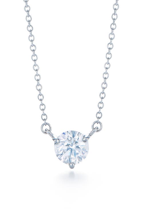 Round Diamond Solitaire Pendant Necklace in Silver