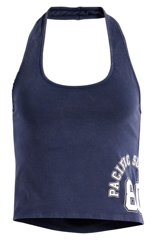 Pacsun 80 Cotton Graphic Halter Top In Navy