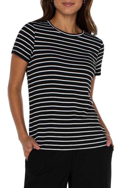 Liverpool Los Angeles Stripe French Terry T-Shirt Black/White at Nordstrom,