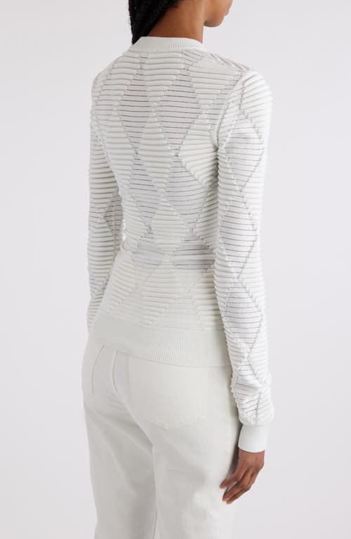 Shop Balmain Diamond Texture Pattern Sweater In 0fa White