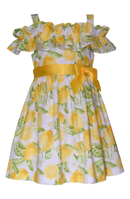 Shop Iris & Ivy Kids' Lemon Ruffle Poplin Party Dress In Yellow Floral