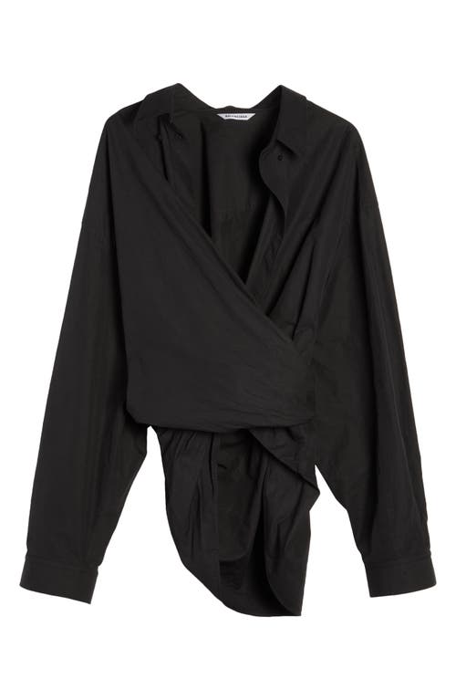 Balenciaga Cotton Poplin Wrap Shirt in Black