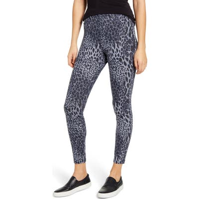 Hue Leopard Print Ultra Soft Denim Leggings, Blue
