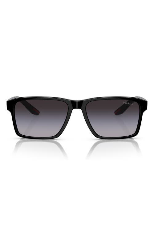 58mm Gradient Rectangular Sunglasses in Black
