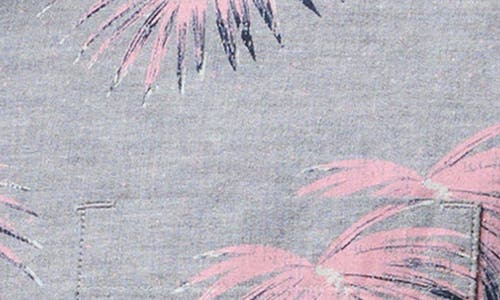Travismathew Tip Me Over Leaf Print Short Sleeve Stretch Button-up Shirt In Heather Total Eclips