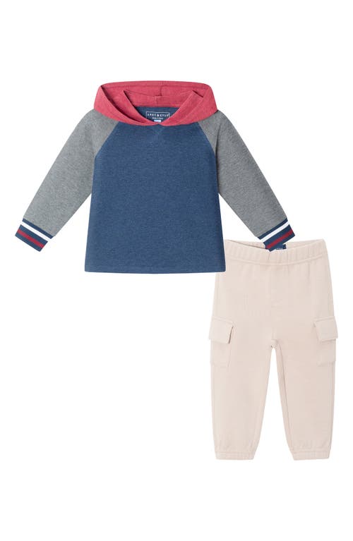 Andy & Evan Button-up Bodysuit, Pants & Bow Tie Set In Navy Denim
