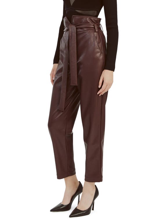 Bardot Debbie Paperbag Faux Leather Pants In Deep Plum