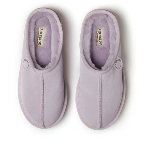 Dearfoams Fireside By Women's Queenstown Genuine Shearling Platform Clog In Lilac