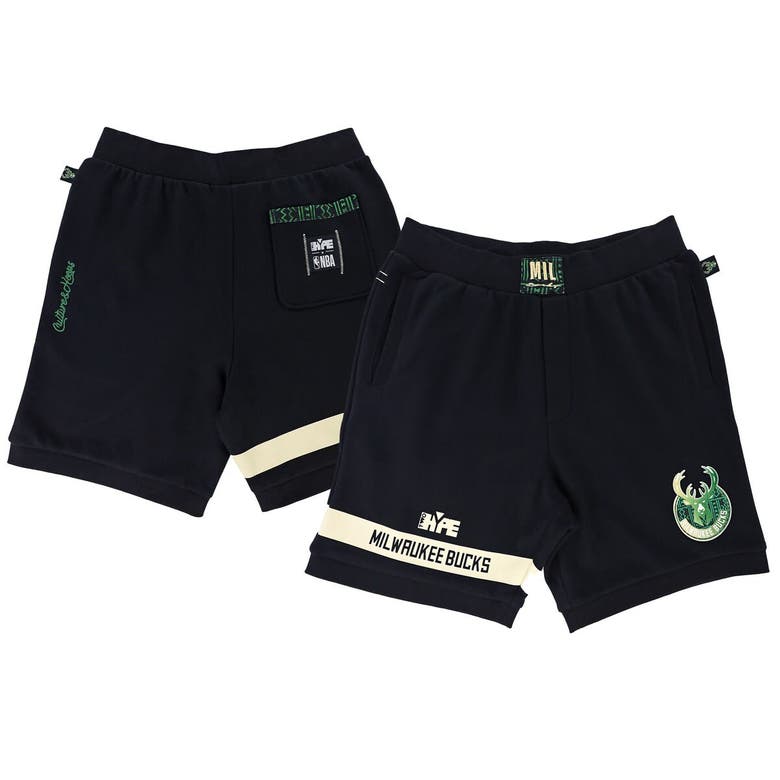 Shop Two Hype Unisex Nba X   Black Milwaukee Bucks Culture & Hoops Premium Classic Fleece Shorts